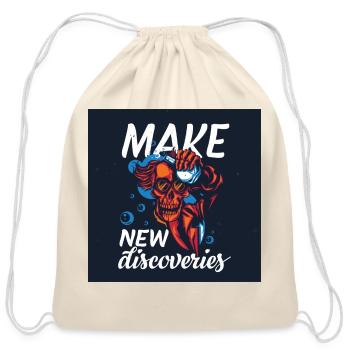 Make New Discoveries Skull Dive - Cotton Drawstring Bag - natural - Front