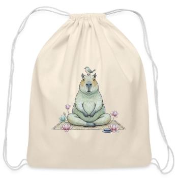 Zen Capybara - Cotton Drawstring Bag - natural - Front