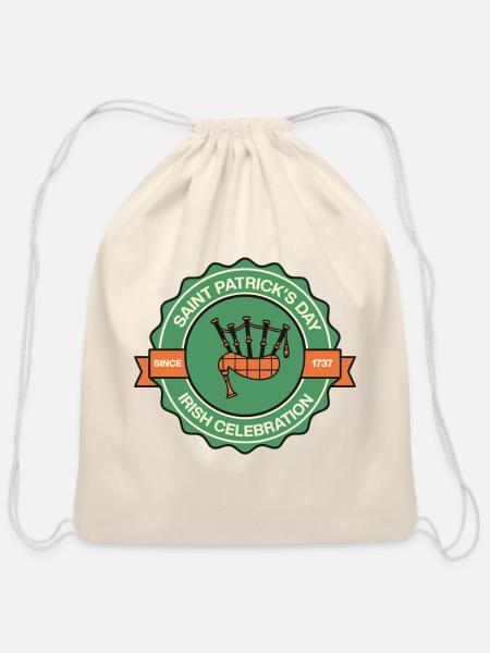 Bagpipe Badge Saint Patrick's Day - Cotton Drawstring Bag - natural