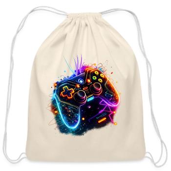 Neon Game Controller Splash - Cotton Drawstring Bag - natural - Front
