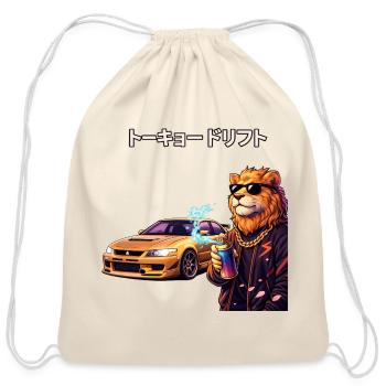 Tokyo Drift Tiger with Car Spray - Cotton Drawstring Bag - natural - Front