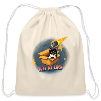 Just My Luck Funny Cat Meteor Design - Cotton Drawstring Bag - natural - Front