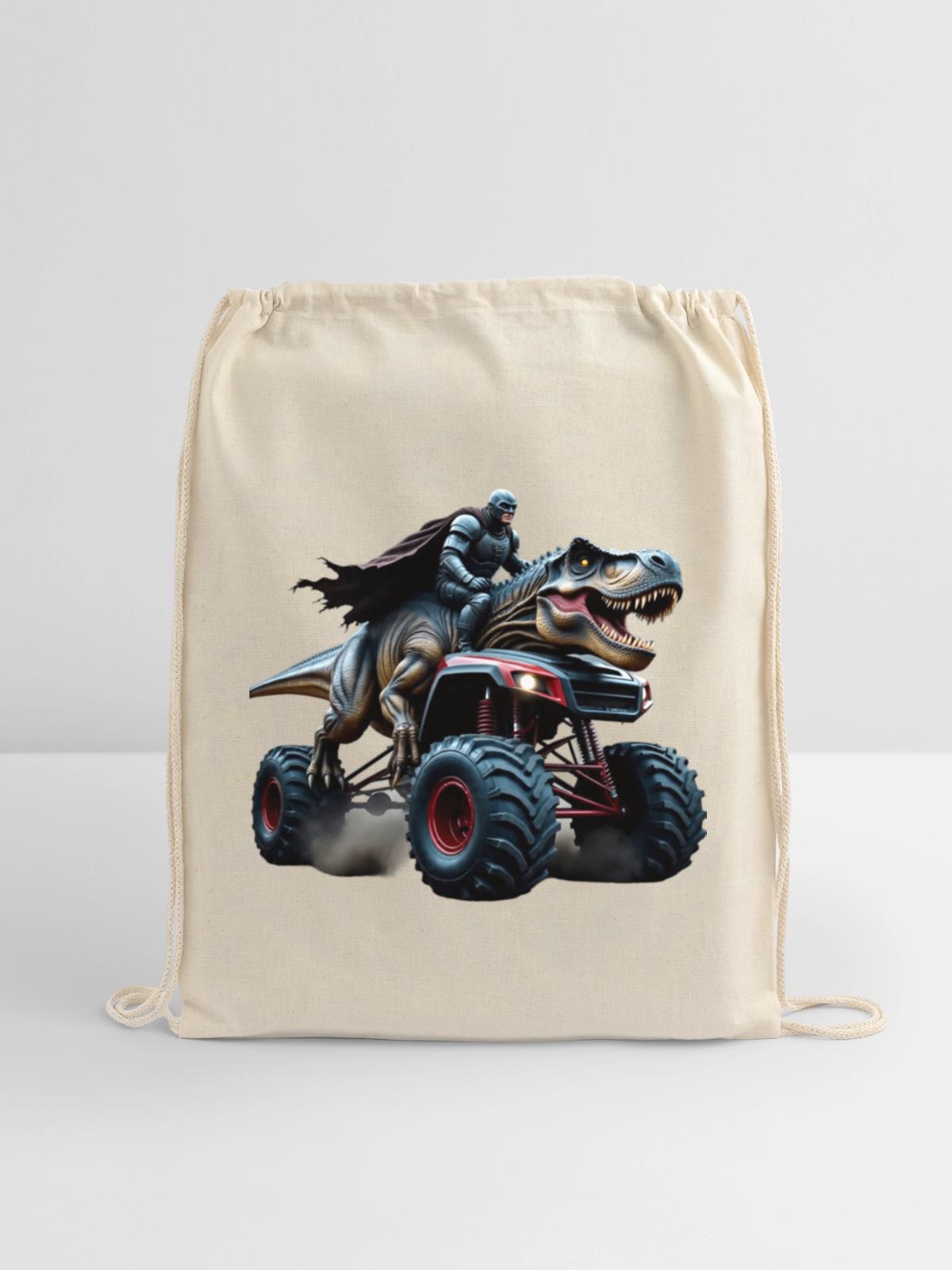 Prehistoric Power Rider - Cotton Drawstring Bag - natural - Front