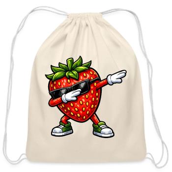 Dabbing Strawberry - Cotton Drawstring Bag - natural - Front