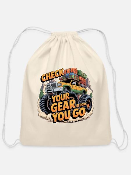 Check Your Gear Before You Go - Cotton Drawstring Bag - natural