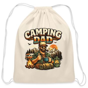 Camping Dad at Sunset Campfire - Cotton Drawstring Bag - natural - Front