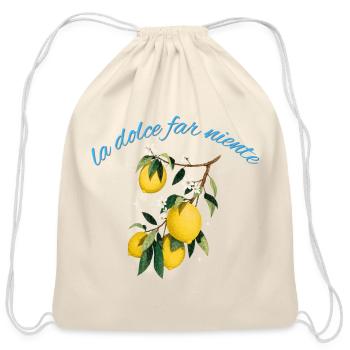 La Dolce Far Niente Lemon Motif - Cotton Drawstring Bag - natural - Front