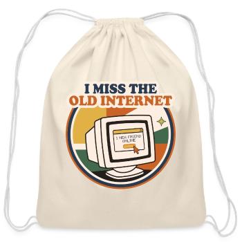 I Miss The Old Internet Retro Computer  - Cotton Drawstring Bag - natural - Front
