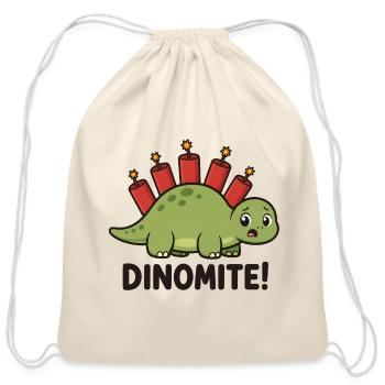 Dinomite Funny Dinosaur Fireworks - Cotton Drawstring Bag - natural - Front