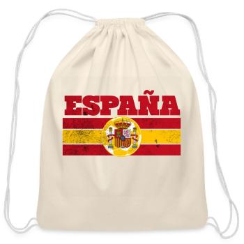 Vintage Spain Flag Crest Graphic - Cotton Drawstring Bag - natural - Front