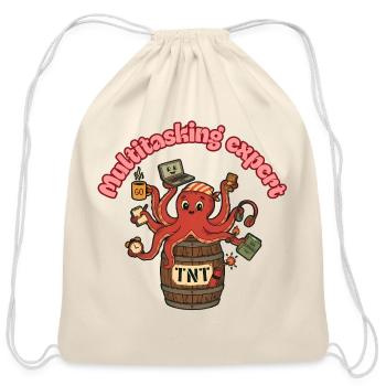 Multitasking Octopus - Cotton Drawstring Bag - natural - Front