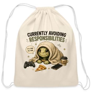 Currently Avoiding Responsibilities - Cotton Drawstring Bag - natural - Front