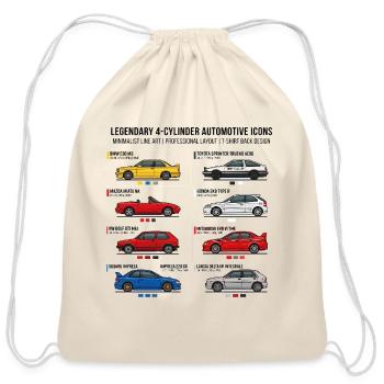 Car Design - JDM Sport Cars 4 Cylinders - Cotton Drawstring Bag - natural - Front