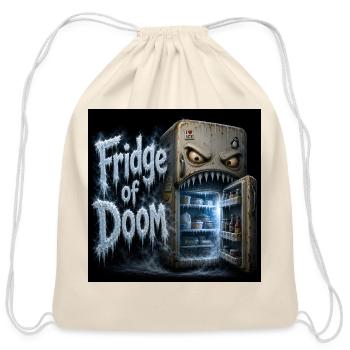 Fridge of Doom - Funny Scary Monster Refrigerator  - Cotton Drawstring Bag - natural - Front