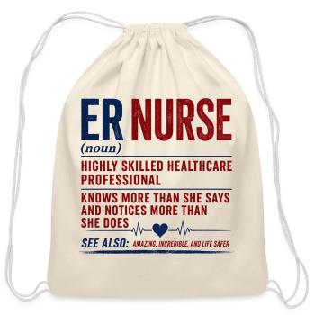 ER Nurse: Highly Skilled Hero Tee - Cotton Drawstring Bag - natural - Front