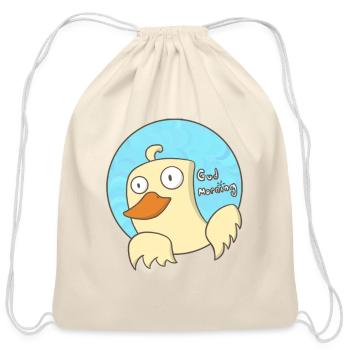 Morning Duck Cartoon - Cotton Drawstring Bag - natural - Front