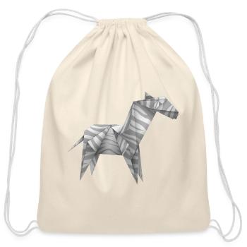 Origami Zebra Steed - Cotton Drawstring Bag - natural - Front