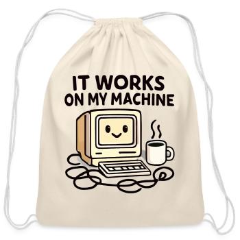 It Works On My Machine Retro PC - Cotton Drawstring Bag - natural - Front