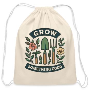 Grow Something Good Garden Tools Art - Cotton Drawstring Bag - natural - Front