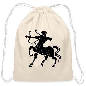 Sagittarius Centaur Archer – Zodiac Sign Symbol - Cotton Drawstring Bag - natural - Front