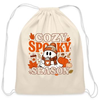 Cozy Spooky Season - Cotton Drawstring Bag - natural - Front