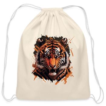 Tiger - Cotton Drawstring Bag - natural - Front