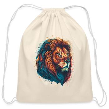 Lion - Cotton Drawstring Bag - natural - Front