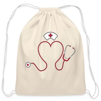 Nurse Valentine Day With Stethoscope - Cotton Drawstring Bag - natural - Front