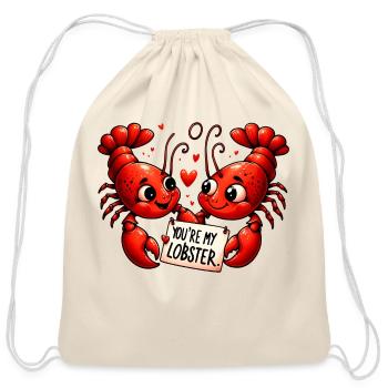 Lobster Love Puns - Cotton Drawstring Bag - natural - Front