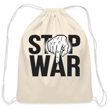 Stop War Now: Demand Peace and Justice - Cotton Drawstring Bag - natural - Front