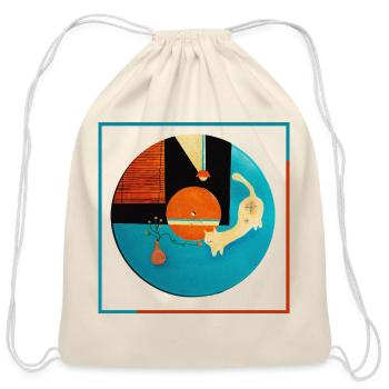 Abstract Cat Orbit Circle - Cotton Drawstring Bag - natural - Front