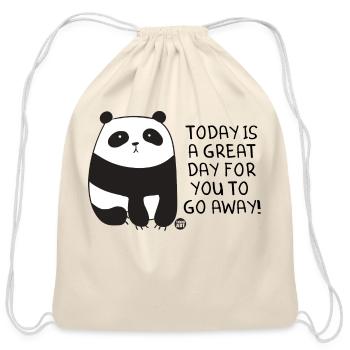 Go Away Panda Cute Animal - Cotton Drawstring Bag - natural - Front