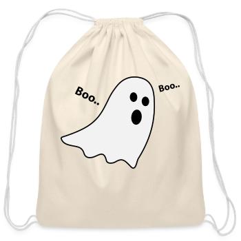 Cute Ghost Boo - Cotton Drawstring Bag - natural - Front