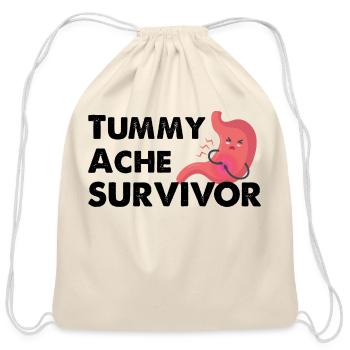 Tummy Ache Survivor - Cotton Drawstring Bag - natural - Front