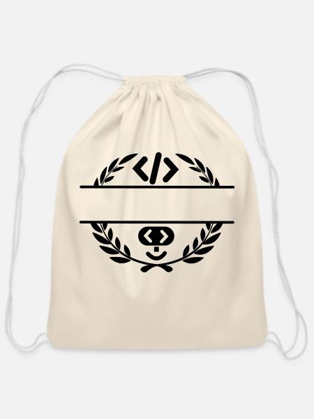 Code logo and code in laurel wreath - Cotton Drawstring Bag - natural