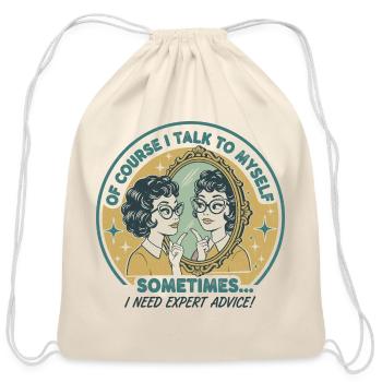 Retro Self-Talk Mirror Quote - Cotton Drawstring Bag - natural - Front