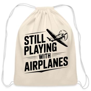 Still Playing With Airplanes - Cotton Drawstring Bag - natural - Front