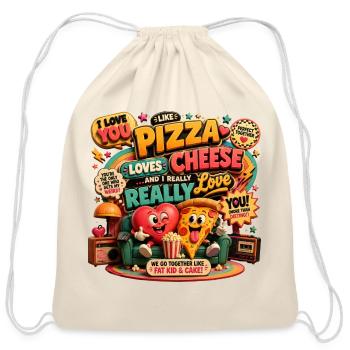 Funny Pizza Love  - Cotton Drawstring Bag - natural - Front