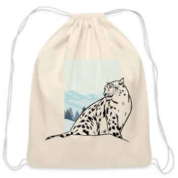 Snow Leopard landscape - Cotton Drawstring Bag - natural - Front