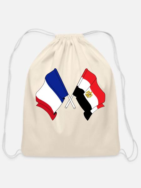 Flag of France and flag of Egypt - Cotton Drawstring Bag - natural