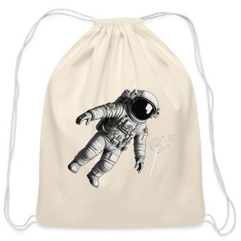 Astronaut Drift: Dandelion Seeds and mindfulness - Cotton Drawstring Bag - natural - Front