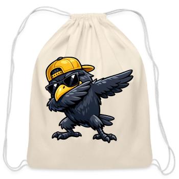 Dabbing Raven - Cotton Drawstring Bag - natural - Front