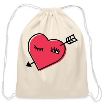 Flirting Heart Valentine Humor Funny Love - Cotton Drawstring Bag - natural - Front