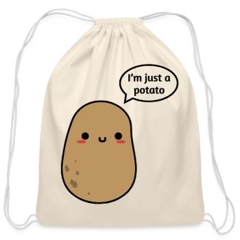 Potato Pal: Cute Speech Bubble - Cotton Drawstring Bag - natural - Front
