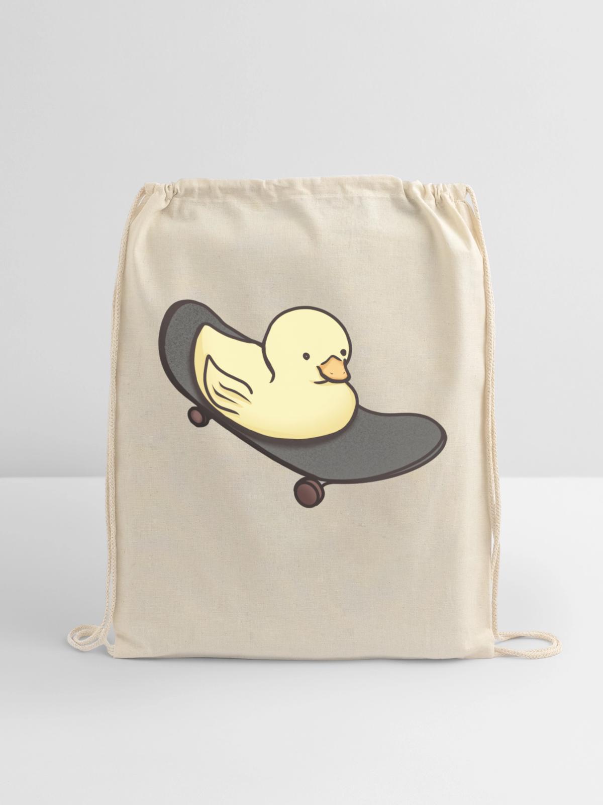 Skateboarding Ducky Vibes - Cotton Drawstring Bag - natural - Front
