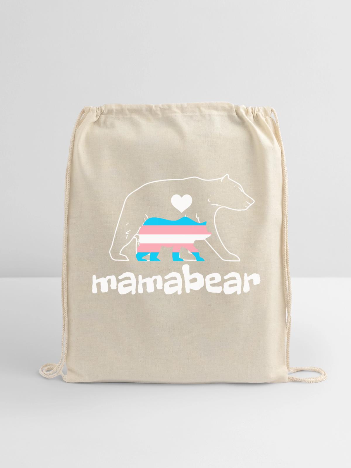 Mamabear Trans - Cotton Drawstring Bag - natural - Front