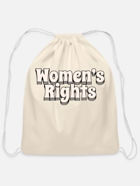 Womens Rights Rainbow Shaped Typography - Cotton Drawstring Bag - natural