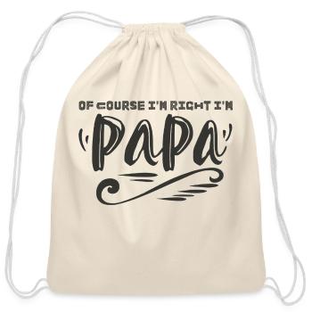 Funny Papa - Cotton Drawstring Bag - natural - Front