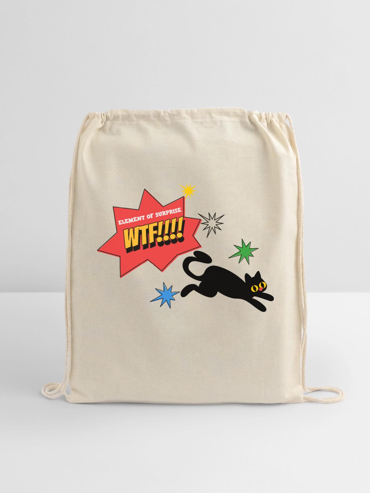 WTF!!Element of surprise - Cotton Drawstring Bag - natural - Front