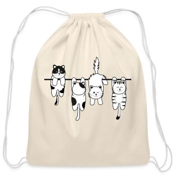 Laundry cat - Cotton Drawstring Bag - natural - Front